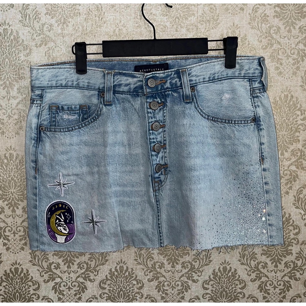 Aero Moon Stars Celestial Women's Skirt DIY Upcycled Sz.8 Whimsigoth Whimsy Aero - Picture 3 of 9
